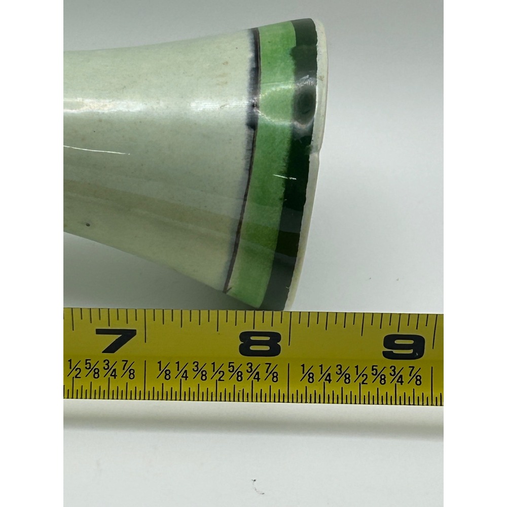 Vintage CAT Mexico Hand Painted Pottery Bud Vase Green Floral Folk Art 8.5" - Picture 10 of 10